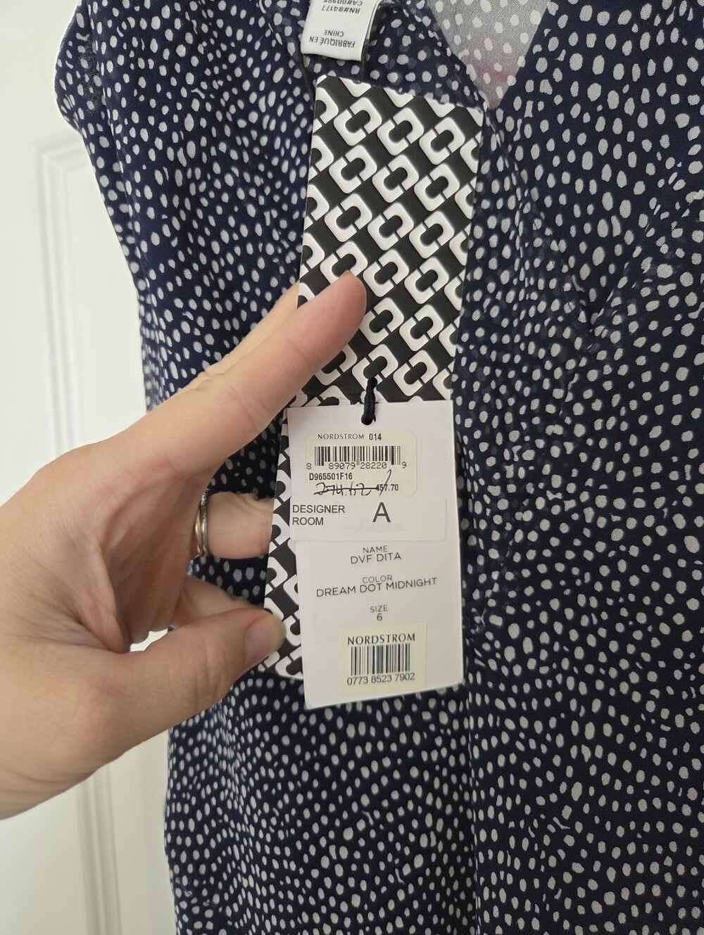 Diane Von Furstenberg Navy Silk Bias Cut Dress Size 6 BNWT - Picture 11 of 11